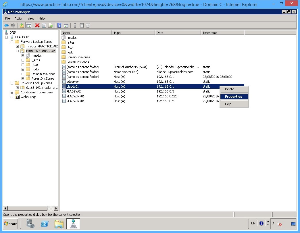 Practice Labs screenshot.
